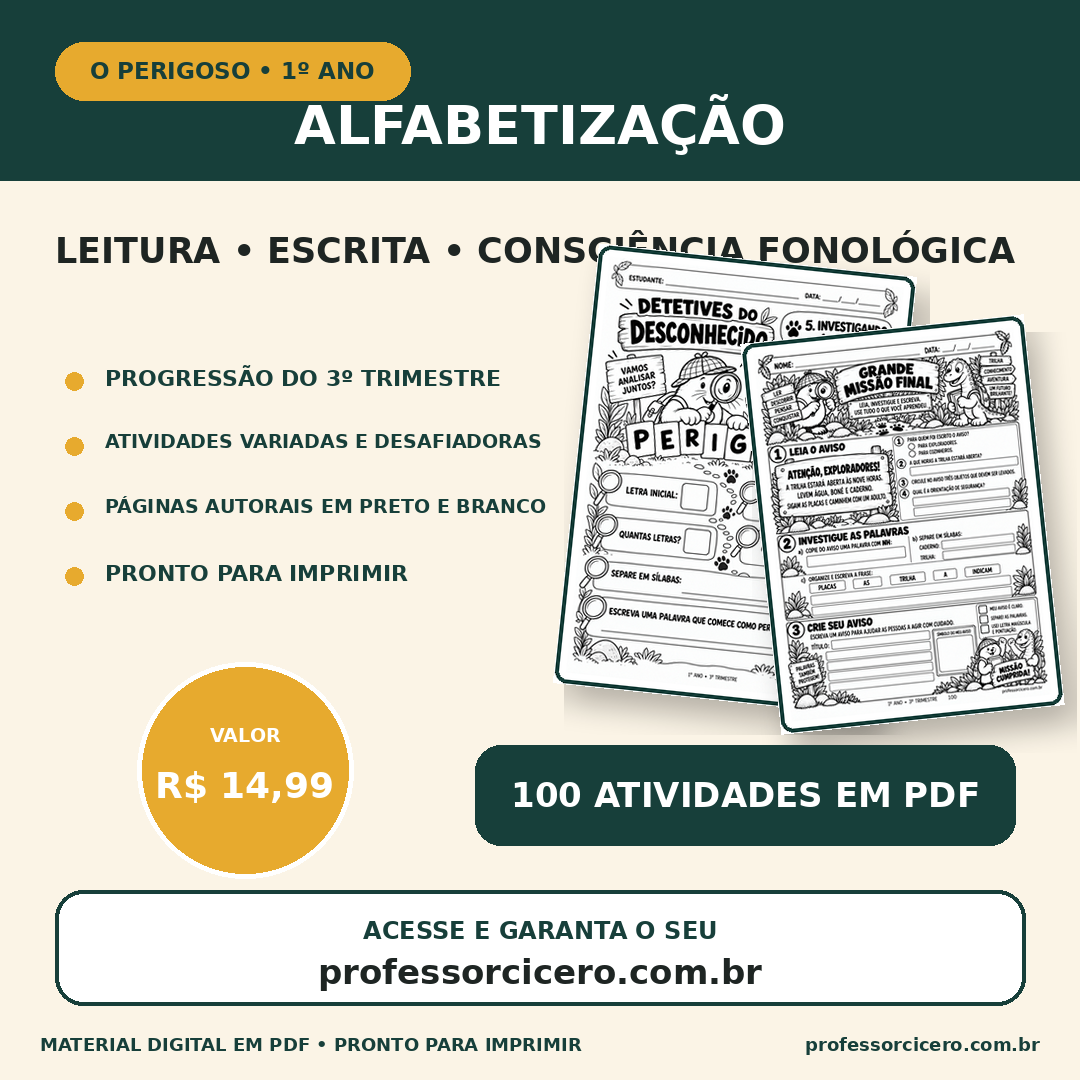 Peça publicitária do pacote de Alfabetização